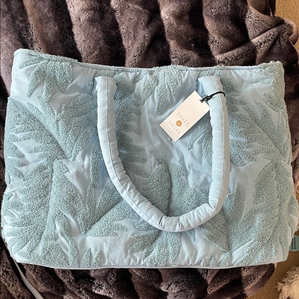 Shade & Shore Light Blue Coral Beach Pattern Tote